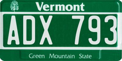 VT license plate ADX793