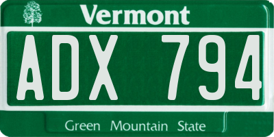 VT license plate ADX794