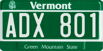 VT license plate ADX801
