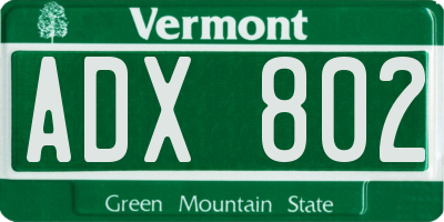 VT license plate ADX802