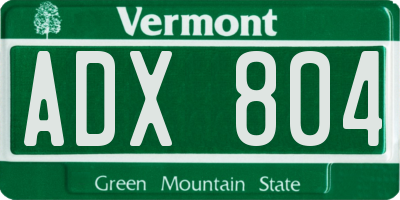 VT license plate ADX804