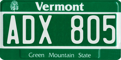 VT license plate ADX805