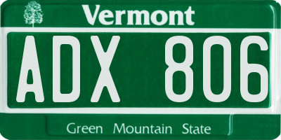 VT license plate ADX806