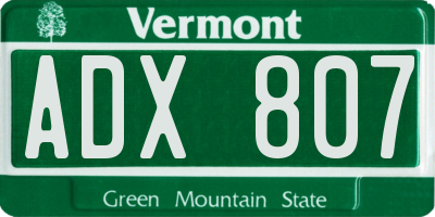 VT license plate ADX807