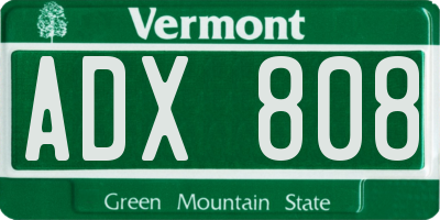 VT license plate ADX808