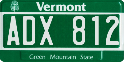VT license plate ADX812