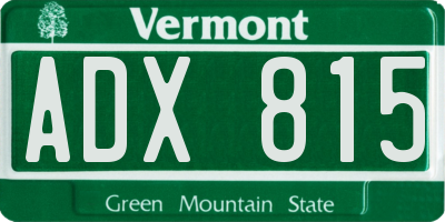 VT license plate ADX815