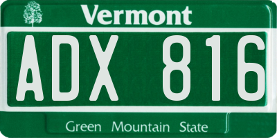 VT license plate ADX816