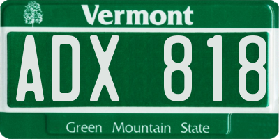 VT license plate ADX818