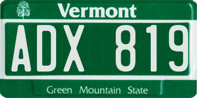 VT license plate ADX819