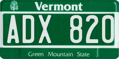 VT license plate ADX820