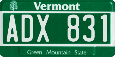 VT license plate ADX831