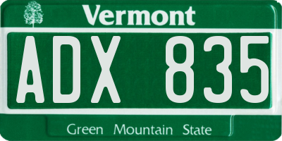 VT license plate ADX835