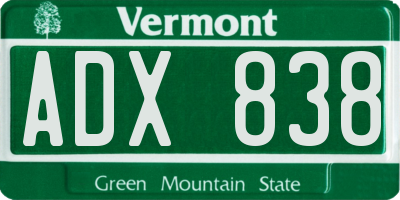 VT license plate ADX838
