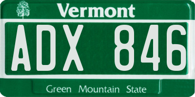 VT license plate ADX846