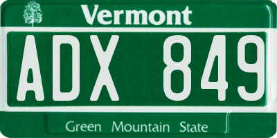 VT license plate ADX849