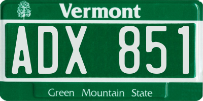 VT license plate ADX851