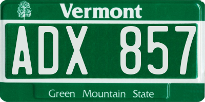 VT license plate ADX857