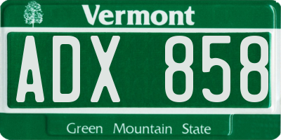 VT license plate ADX858