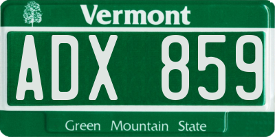 VT license plate ADX859