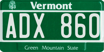 VT license plate ADX860