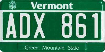 VT license plate ADX861