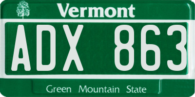 VT license plate ADX863