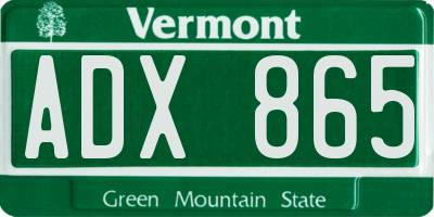 VT license plate ADX865