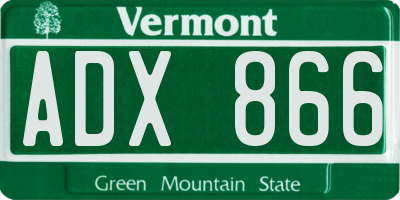 VT license plate ADX866