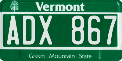 VT license plate ADX867