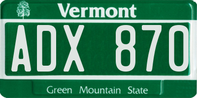 VT license plate ADX870