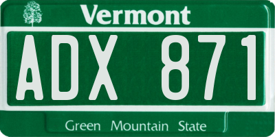 VT license plate ADX871