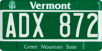 VT license plate ADX872