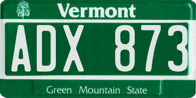 VT license plate ADX873