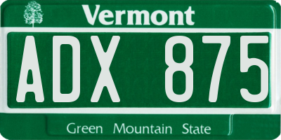 VT license plate ADX875