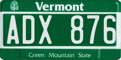 VT license plate ADX876