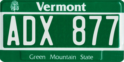 VT license plate ADX877