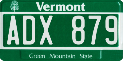 VT license plate ADX879