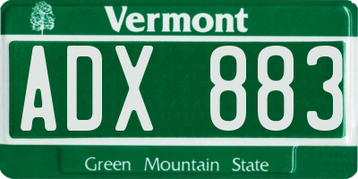 VT license plate ADX883