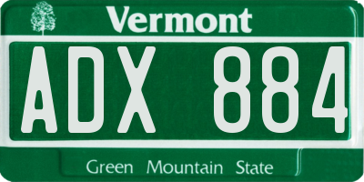 VT license plate ADX884