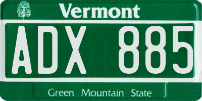 VT license plate ADX885