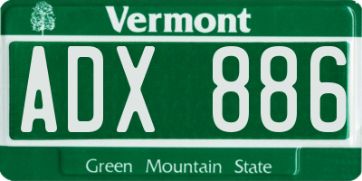 VT license plate ADX886