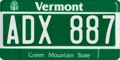 VT license plate ADX887