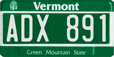 VT license plate ADX891