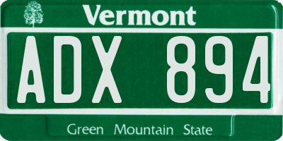 VT license plate ADX894