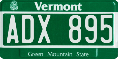 VT license plate ADX895