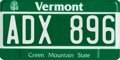 VT license plate ADX896