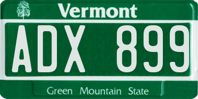 VT license plate ADX899