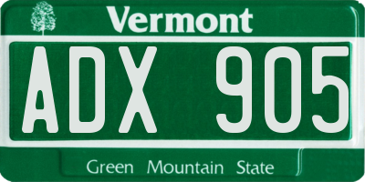 VT license plate ADX905