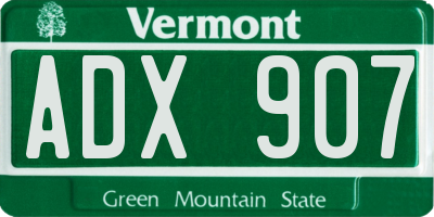 VT license plate ADX907